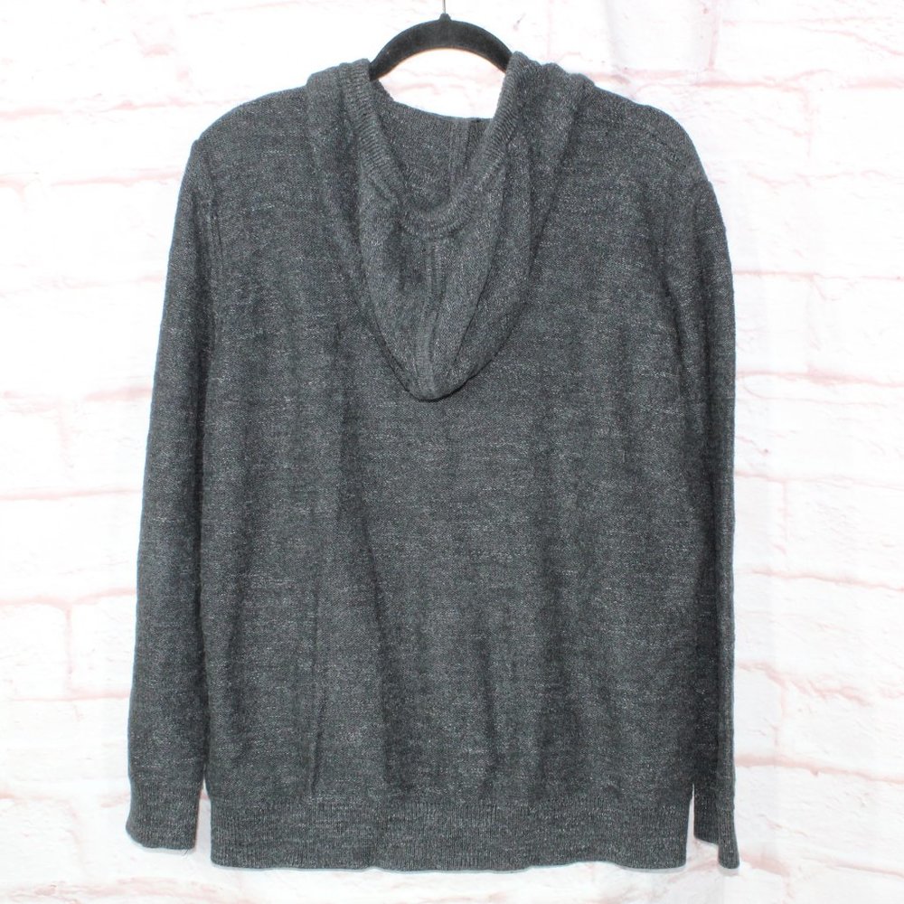 LL Bean Gray Organic Cotton Full Zip Hooded Knit Sweater Jacket Size XL - Picture 4 of 8